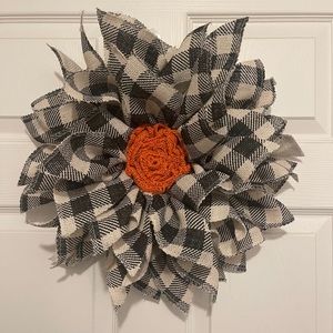 Buffalo Print Burlap Flower Wreath